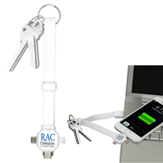 “Triple” 3-in-1 Charging Cable Keyholder for Cell Phones and Tablets with Type C Connector